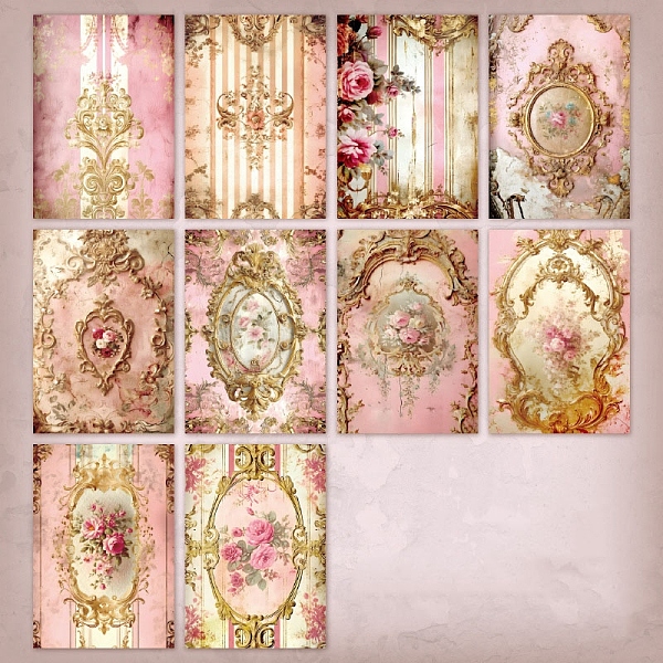 

PandaHall 30 Sheets 10 Styles Vintage Scrapbook Paper Pads, for DIY Album Scrapbook, Background Paper, Diary Decoration, Pink, 140x100mm, 3...