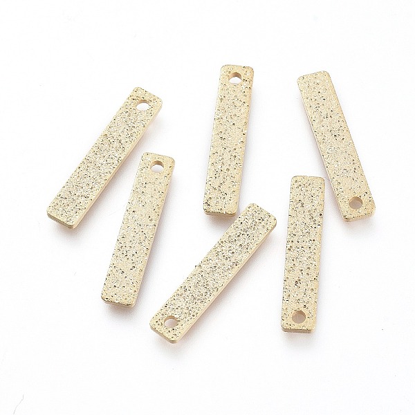 

PandaHall Brass Charms, Long-Lasting Plated, Textured, Rectangle, Real 14K Gold Plated, 15x3x1mm, Hole: 1mm Brass Rectangle