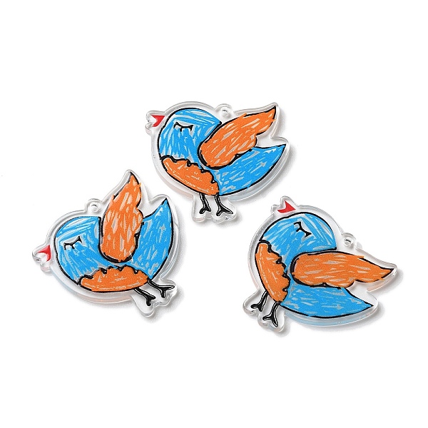 

PandaHall Space Theme Translucent Resin Pendants, Bird Charms, Dodger Blue, 32x32.5x2mm, Hole: 1.4mm Resin Bird