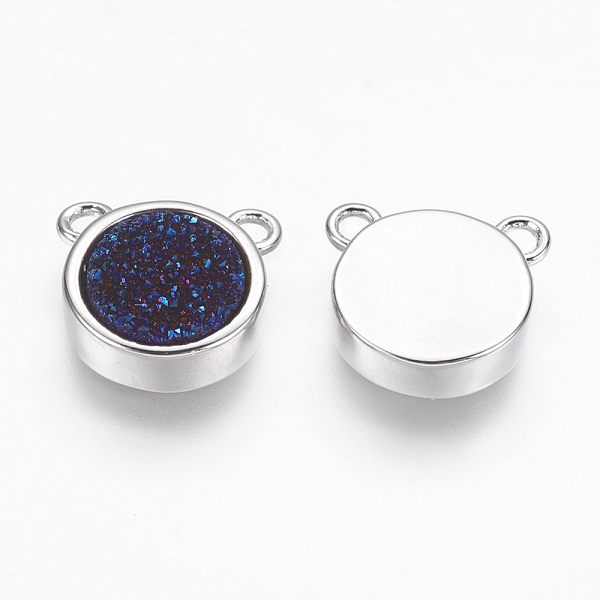 

PandaHall Natural Druzy Agate Pendants, with Real Platinum Plated Brass Findings, Flat Round, Dyed, Blue, 11x11.5x3~3.5mm, Hole: 2mm Natural...