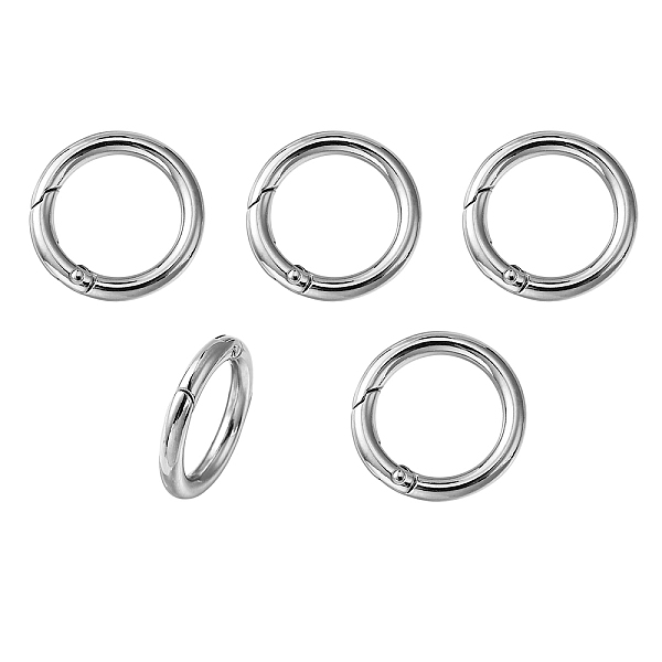 PandaHall Zinc Alloy Spring Gate Rings, O Rings, Platinum, 30x4.2mm, Inner Diameter: 21mm Alloy