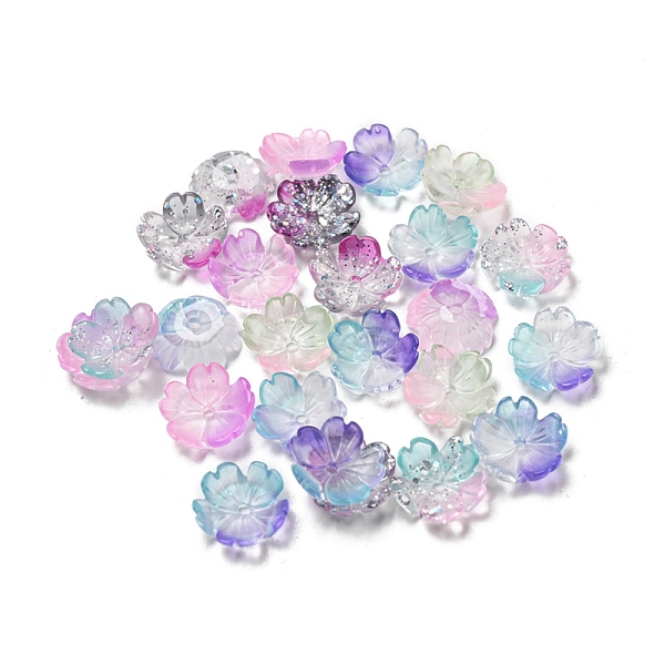 

PandaHall Luminous Transparent Resin Beads, Glow in the Dark Flower Beads with Glitter Powder, Mixed Color, 9.5x2.5mm, Hole: 1mm Resin..., Multicolor