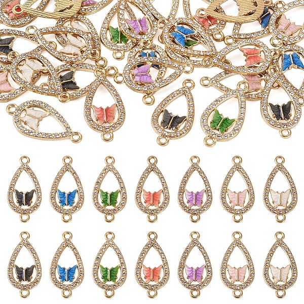 

PandaHall 28Pcs 7 Colors Alloy Enamel Connectors Charms, Teardrop Links with Butterfly, with Crystal Rhinestone, Light Gold, Mixed Color..., Multicolor