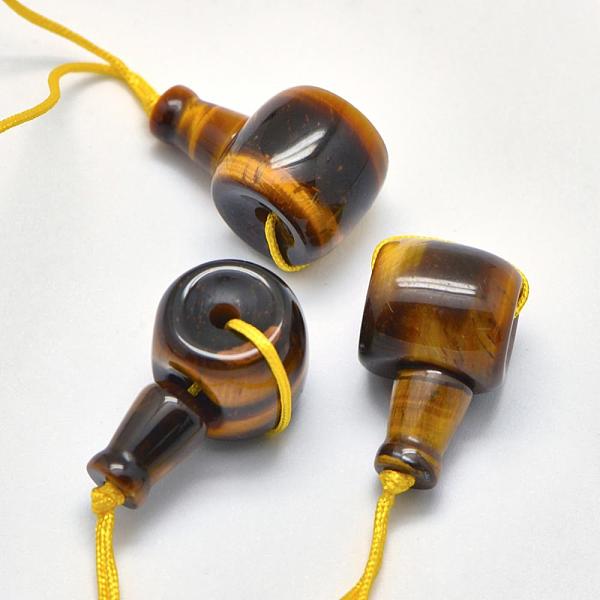 

PandaHall Natural Tiger Eye 3 Hole Guru Beads, T-Drilled Beads, 32x19x20mm, Hole: 1.8mm, 2mm Tiger Eye Others
