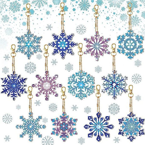 

PandaHall DIY Diamond Painting Christmas Snowflake Pendant Decoration Kits, Including Acrylic Board, Keychain Clasp, Bead Chain, Resin..., Multicolor
