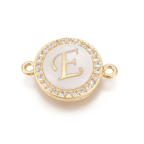 

PandaHall Brass Micro Pave Cubic Zirconia Links, with Shell, Long-Lasting Plated, Lead Free & Cadmium Free & Nickel Free, Real 18K Gold..., Clear