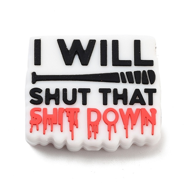 

PandaHall Food Grade Eco-Friendly Silicone Focal Beads, Baseball Theme Word I Will Shut That Shit Down, Black, 25x30x7.5mm, Hole: 2.5mm...