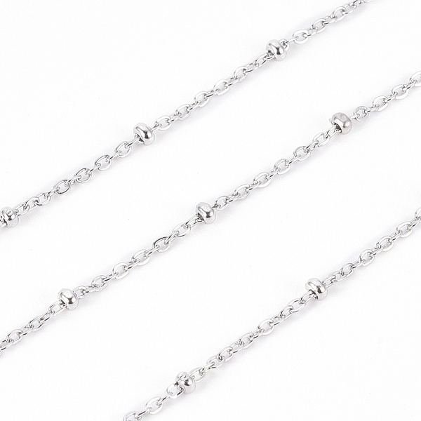 

PandaHall 304 Stainless Steel Cable Chains, Satellite Chains, with Spool and Beads, Soldered, Stainless Steel Color, 1.6x1x0.3mm, 2x1mm...