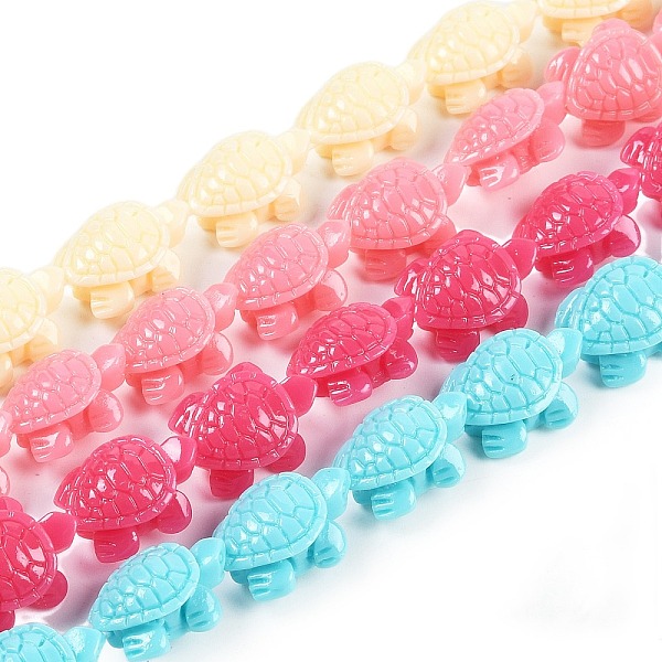 Brins de perles sculptées en corail synthétique