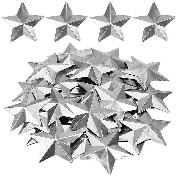 

PandaHall GORGECRAFT 50PCS 2.7" Galvanized Small Metal Barn Star Vintage Rustic Star Ornament Three Dimensional Christmas Tree Star for...