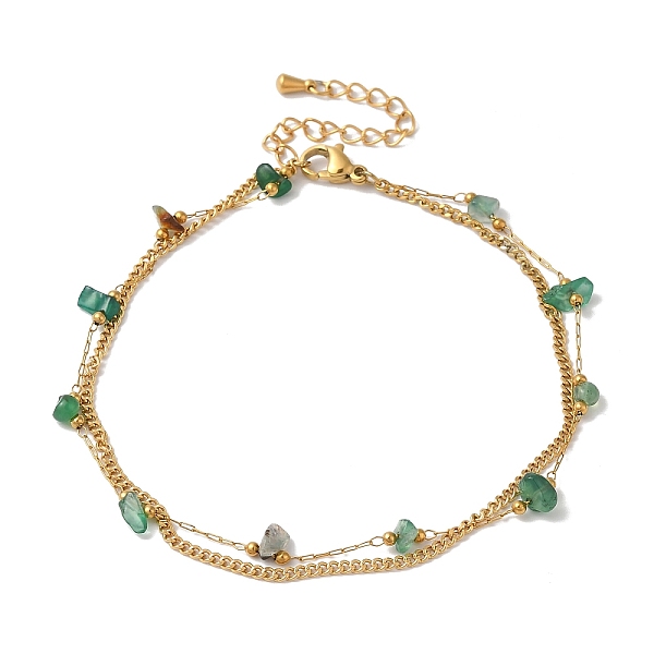 

PandaHall Summer Beach Nuggets Natural Agate(Dyed & Heated) Multi-Strand Anklets, Ion Plating(IP) 304 Stainless Steel Anklets for Women...