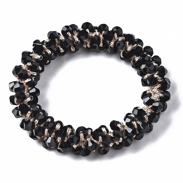 

PandaHall Faceted Glass Beads Stretch Bracelets, Torsade Bracelets, Pearl Luster Plated, Bicone, Black, Inner Diameter: 1-5/8 inch(4cm)...