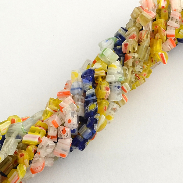 

PandaHall Handmade Millefiori Glass Bead Strands, Chip, Mixed Color, 4~6x2~4x2~3mm, Hole: 0.5mm, about 92pcs/strand, 32.2 Millefiori..., Multicolor