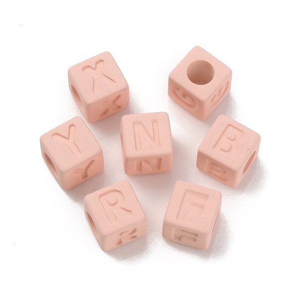 

PandaHall Rubberized Style Transparent Acrylic Beads, Square, Misty Rose, 12x12x12mm, Hole: 7mm Acrylic Square
