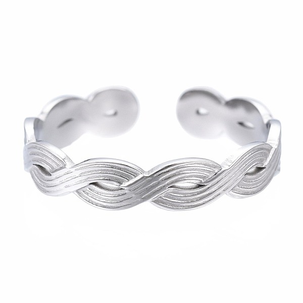 

PandaHall 304 Stainless Steel Twist Wrap Open Cuff Ring for Women, Stainless Steel Color, US Size 7 1/4(17.5mm) 304 Stainless Steel