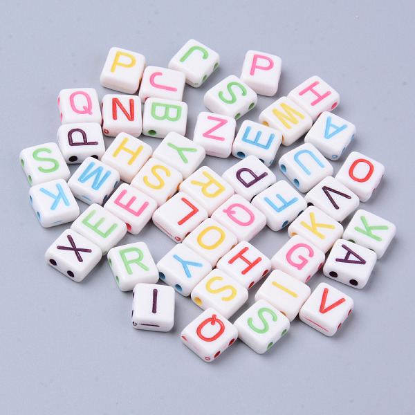 

PandaHall Acrylic Multi-Strand Links, for Tile Elastic Bracelets Making, Rectangle with Mixed Letter, Mixed Color, 8.5x7.5x4mm, Hole: 1.5mm..., Multicolor