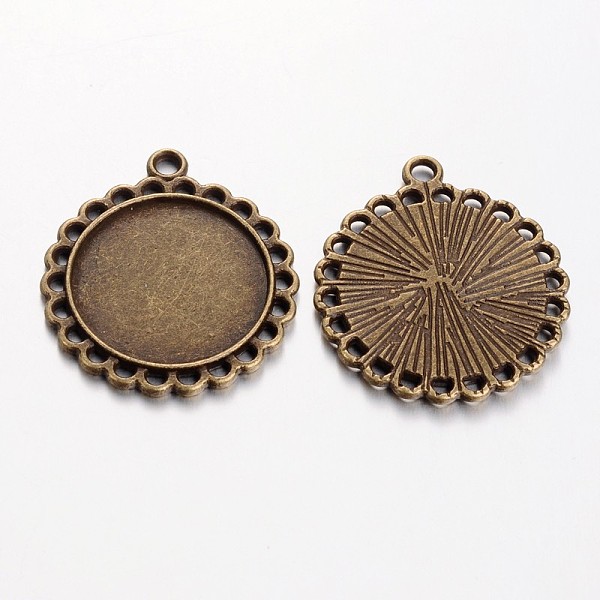

PandaHall Tibetan Style Pendant Cabochon Settings, Cadmium Free & Nickel Free & Lead Free, Flat Round, Antique Bronze, 30x26x2mm, Hole: 3mm...