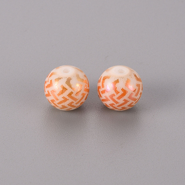 

PandaHall Electroplate Glass Beads, Round with Patten, Rose Gold Plated, 10mm, Hole: 1.2mm Glass Others