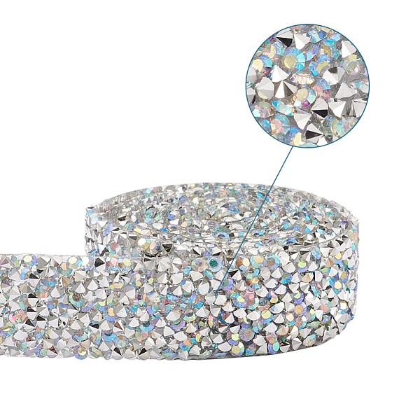 

PandaHall Glitter Resin Hotfix Rhinestone(Hot Melt Adhesive On The Back), Rhinestone Trimming, Costume Accessories, Clear AB, 20x2.3mm..., White