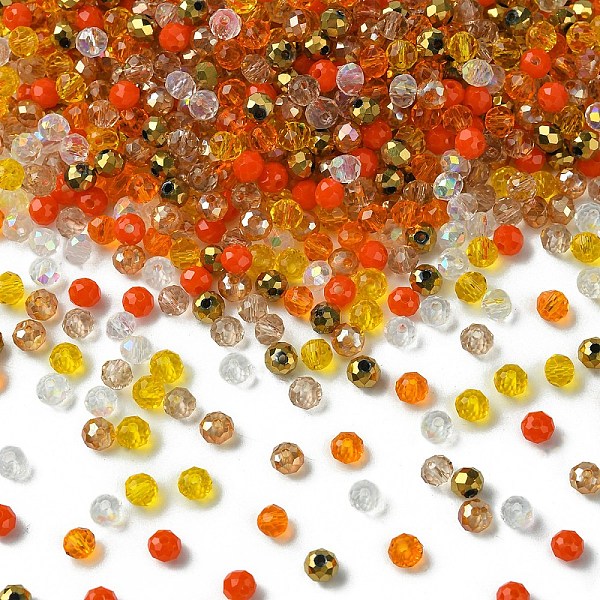 

PandaHall Glass Beads, Mixed Style, Faceted Rondelle, Orange, 4x3.5mm, Hole: 1mm, about 500pcs/bag Glass Rondelle Orange
