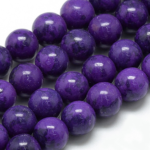 

PandaHall Synthetic Ocean White Jade Beads Strands, Dyed, Round, Indigo, 6~7mm, Hole: 1mm, about 65pcs/strand, 16.3 inch Ocean White Jade..., Purple
