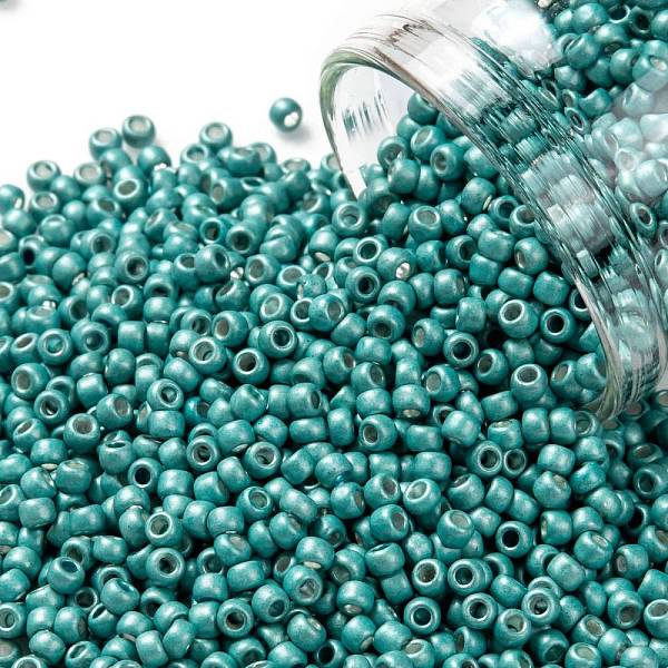 

PandaHall TOHO Round Seed Beads, Japanese Seed Beads, Frosted, (569F) Turquoise Galvanized Matte, 11/0, 2.2mm, Hole: 0.8mm, about..., Cyan