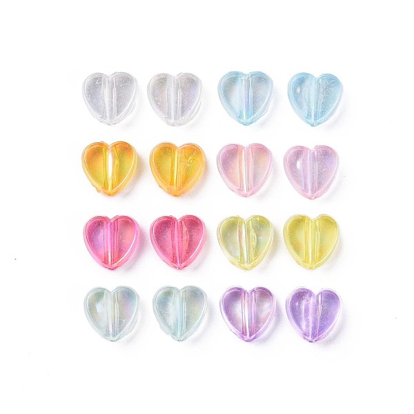 

PandaHall Transparent Acrylic Beads, AB Color Plated, Heart, Mixed Color, 7.5x8x3mm, Hole: 1.8mm, about 3620pcs/500g Acrylic Heart..., Multicolor