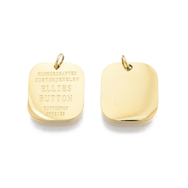 

PandaHall Ion Plating(IP) 304 Stainless Steel Charms, with Jump Ring, Rectangle with Phrase, Nickel Free, Real 14K Gold Plated, 14x12x1.5mm...