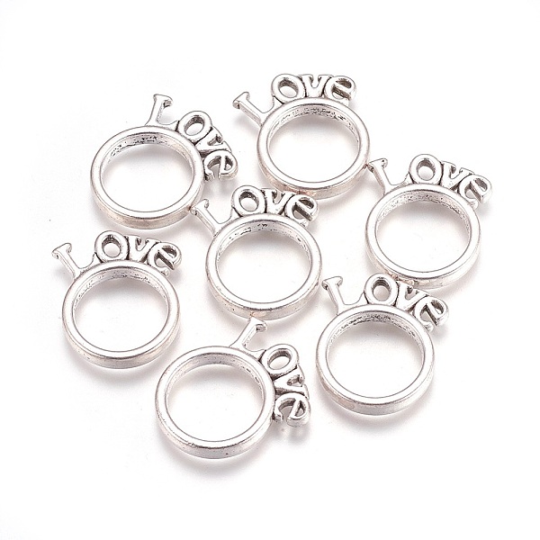 PandaHall Alloy Pendants, Lead Free & Cadmium Free & Nickel Free, Ring, Antique Silver Color, Size: about 23mm in diameter, 4.5mm wide, 3mm...