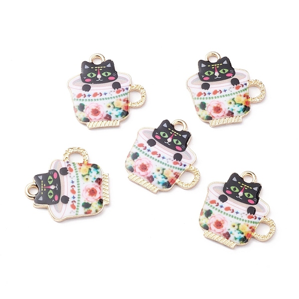 

PandaHall Alloy Enamel Pendants, Cup with Cat, Colorful, 24x23x1.5mm, Hole: 2.5mm Alloy+Enamel Cat Shape