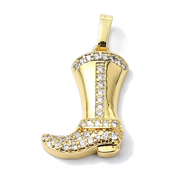 

PandaHall Rack Plating Brass Pave Cubic Zirconia Pendants, Boot, Long-Lasting Plated, Lead Free & Cadmium Free, Real 18K Gold Plated..., Clear