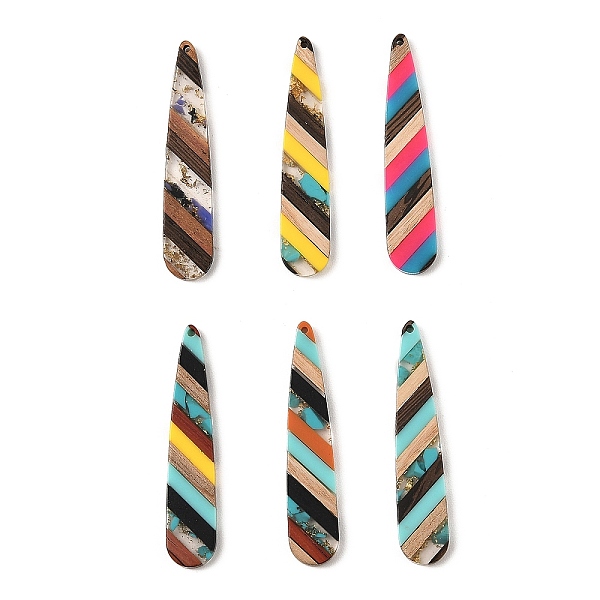 

PandaHall Transparent Resin & Walnut Wood Big Pendants, with Gold Foil, Teardrop Charms, Mixed Color, 53.5x11x3mm, Hole: 1.2mm Resin+Wood..., Multicolor