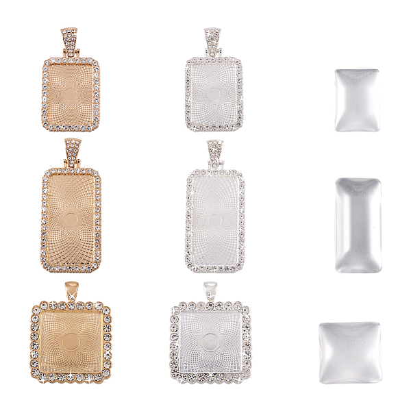 

PandaHall Biyun DIY Geometry Pendant Making Kit, Including Rectangle & Square Alloy Cabochon Settings, Glass Cabochons, Platinum & Light..., Clear