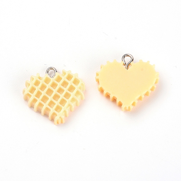 

PandaHall Resin Pendants, with Platinum Iron Loop, Heart, Wheat, 21x22x5mm, Hole: 1.8mm Iron+Resin Heart Orange