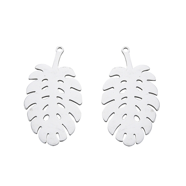 

PandaHall 201 Stainless Steel Pendants, Monstera Leaf, Stainless Steel Color, 33.5x18.5x1mm, Hole: 1.4mm 201 Stainless Steel Leaf