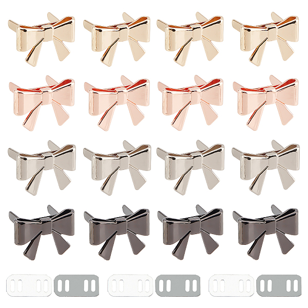

PandaHall ARRICRAFT 16Sets 4 Colors Zinc Alloy Bowknot Shoe Buckle Clips, Mixed Color, 17x25x5mm, 4sets/color Alloy Bowknot