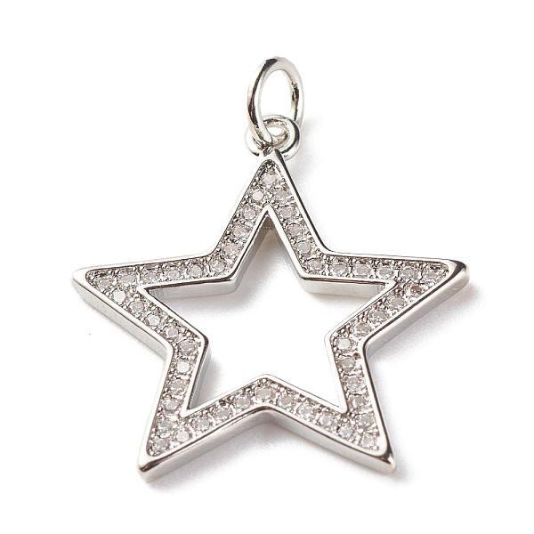 

PandaHall Brass Micro Pave Clear Cubic Zirconia Pendants, Cadmium Free & Lead Free, Star, Platinum, 22.65x21x1.5mm, Hole: 3.5mm Brass+Cubic...