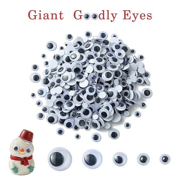 500Pcs 5 Style Black & White Plastic Wiggle Googly Eyes Buttons DIY Scrapbooking Crafts Toy Accessories With Label Paster On Back