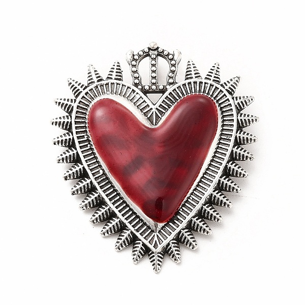 

PandaHall Alloy Enamel Pendants, Antique Silver, Heart Charm, FireBrick, 39.5x34.5x4mm, Hole: 2.5mm Alloy+Enamel Heart Red