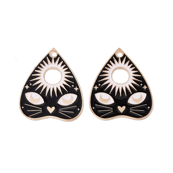 

PandaHall Alloy Enamel Pendants, Light Gold, Heart & Cat & Sun, Light Gold, 26x22x1.5mm, Hole: 2mm Alloy+Enamel Heart Black