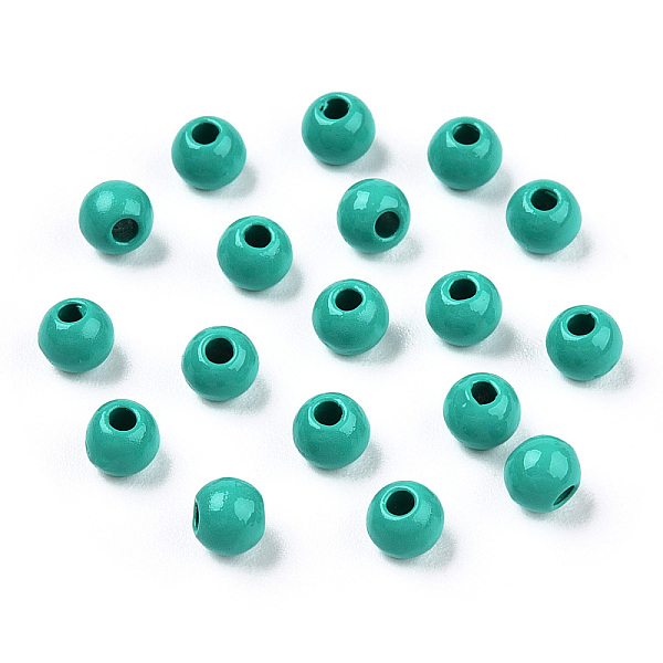 

PandaHall Spray Painted Alloy Beads, Round, Light Sea Green, 4x3mm, Hole: 1.2mm Alloy Round Green