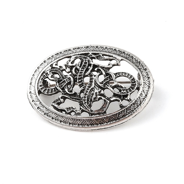 

PandaHall Tibetan Style Alloy Brooches, Flat Round with Knot, Antique Silver, 25x34.5x4mm Alloy