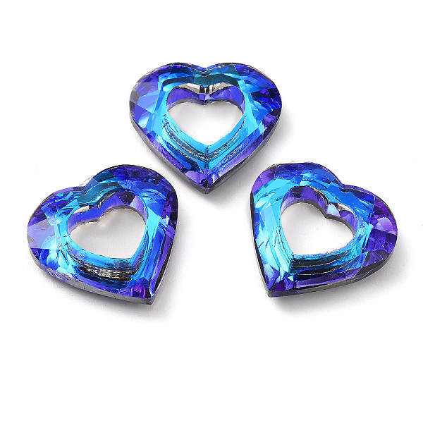 

PandaHall Electroplated Glass Pendants, Back Plated, Faceted Heart Charms, Royal Blue, 24.5x26x6mm, Hole: 11x13mm Glass Heart