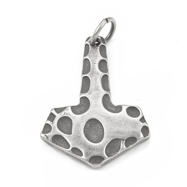 

PandaHall 304 Stainless Steel Pendants, with Jump Ring, Thor's Hammer Charm, Antique Silver, 39x29.5x5mm, Hole: 7mm 304 Stainless Steel...