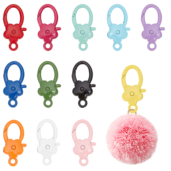 

PandaHall WADORN 12Pcs 12 Colors Spary Painted Zinc Alloy Flower Lobster Claw Clasps, Mixed Color, 36.5x18.5x6.5mm, Hole: 3.5mm, 1pc/color..., Multicolor