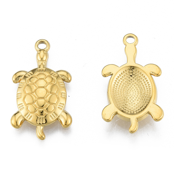 

PandaHall Ion Plating(IP) 304 Stainless Steel Pendants, Tortoise, Real 18K Gold Plated, 25x14x3mm, Hole: 1.8mm 304 Stainless Steel Tortoise