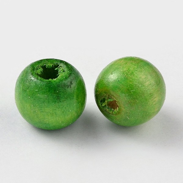 

PandaHall Natural Wood Beads, Dyed, Round, Green, 12x10.5mm, Hole: 3mm, about 1800pcs/1000g Wood Round Green