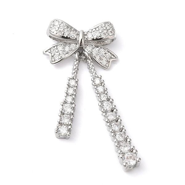 

PandaHall Brass Micro Pave Cubic Zirconia Beads, Bowknot, Platinum, 32x15x4mm, Hole: 1.6mm Brass+Cubic Zirconia Bowknot Clear
