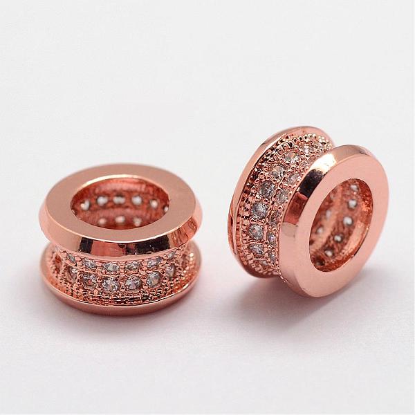 

PandaHall Brass Micro Pave Cubic Zirconia Beads, Column, Large Hole Beads, Lead Free & Nickel Free, Rose Gold, 10x5.5mm, Hole: 6mm...