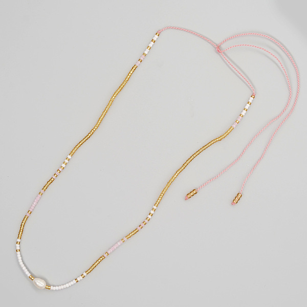 

PandaHall Miyuki & Natural Freshwater Pearl Braided Necklace for Women Pearl